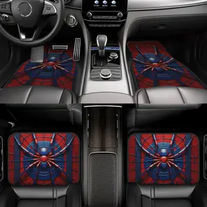 Set of 4 Spider Car Floor Mats, Fashionable And Easy to Maintain, Designed to Fit for All Vehicle Types, Providing Long-Lasting Protection for Your Car'S Interior, Enhances The Driving Experience, an Ideal Gift for Friends And Family