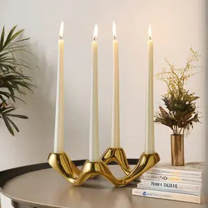 Silver Color Four Hole Candle Holder, Ideal for Dining Tables & Living Rooms, Versatile Decorative Accessory for Various Occasions, Home Decor