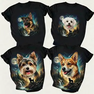 Galaxy Pet Custom,Personalized 90s Vintage Bootleg Rap Tee with Your Pet Photo Custom Epic Galaxy Dog Cat Graphic Shirt Unisex Retro Short Sleeve,Unisex Gift Shirt for Men and Women