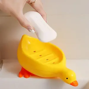 Cute Duck Soap Holder, Self-Draining Plastic Tray, Easy Clean, Suitable for Bathroom and Sink, Soap Storage, Soap Dish