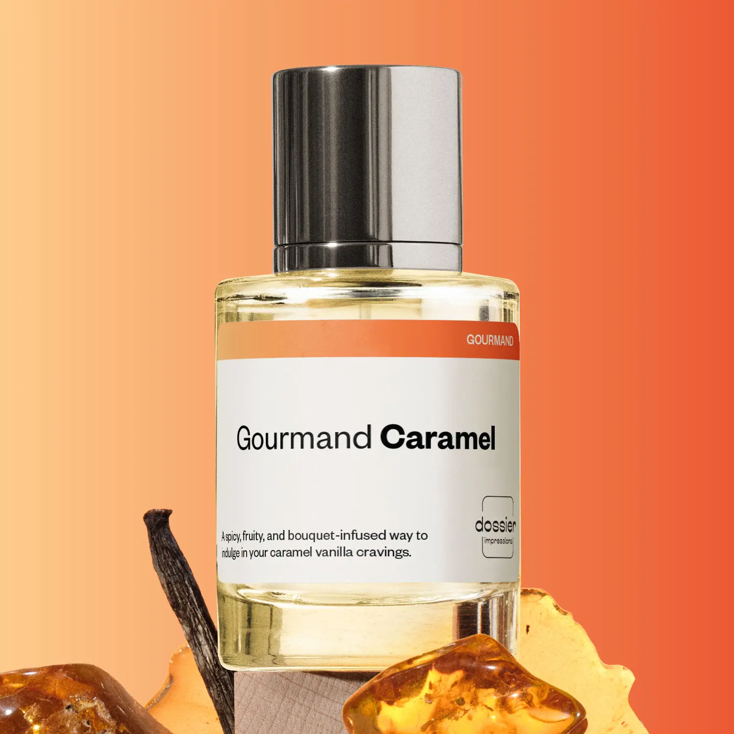 Gourmand Caramel, Dossier, Women's Perfume, Eau de Parfum, 50ml, Pink Pepper, Melon, Caramel, Vanilla, Cacao, Musks Gourmand Caramel, Dossier, Women's Perfume, Eau de Parfum, 50ml, Pink Pepper, Melon, Caramel, Vanilla, Cacao, Musks
