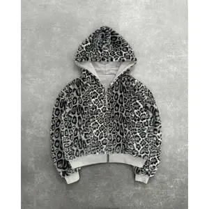 New Two-sided Clothing Harajuku Retro Leopard Print Fashionable Loose Zipper Hoodie Men Street Hip-hop Casual Sweatshirt Women Menswear Tops Gamis Pullover