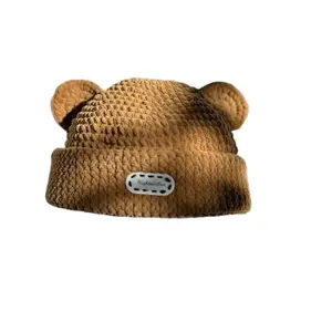 Bearly Cute Hat Crochet with Adorable Bear Ears and Soft Material for Cozy Winter Wear