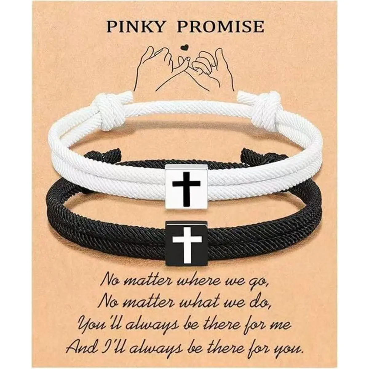 Cross Charm Bracelet, 2pcs Adjustable Braided Rope Jewelry for Men & Women, Durable Design for Daily Casual Wear, Inspirational Birthday Gift