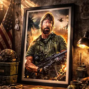 Chuck Norris Military Action Poster – Tribute to Braddock (Missing in Action) Wall Art Print, Vintage War Hero Decor (Poster Only, No Frame)