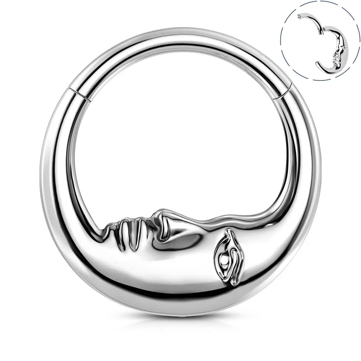 Oufer 16G Titanium Moon Hinged Segment Septum Ring, Septum Piercing Nose Jewelry, Body Piercing Jewelry