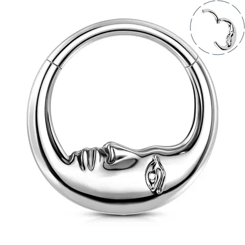 Oufer 16G Titanium Crescent Moon Hinged Segment Septum Hoop - 8mm, 10mm, Easy Insertion, Mystical & Celestial Vibe, Unisex Daily Wear Fashion Hinge Nose Ring Piercing Jewelry, Titanium Nose Rings