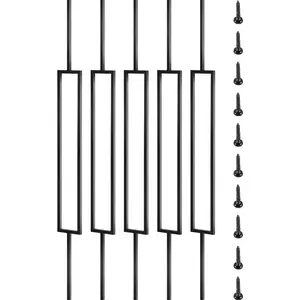 VEVOR Deck Balusters, 10 Pack Metal Deck Spindles, 44x0.5 Staircase Baluster with Screws, Iron Deck Railing for Wood and Composite Deck, Stylish Black Baluster for Outdoor Stair Deck Porch