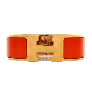 Pre-owned Hermes Clic Clac H Bracelet Metal and Enamel Wide by Rebag