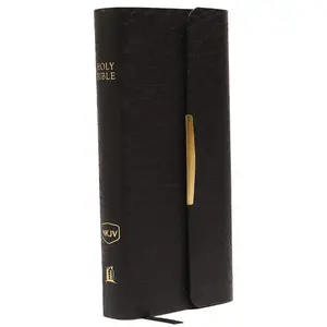NKJV, Checkbook Bible, Compact, Bonded Leather, Black, Wallet Style, Red Letter: Holy Bible, New King James Version by Thomas Nelson [Leatherbound Book]