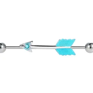 16G Turquoise Arrow Industrial Ear Piercing
