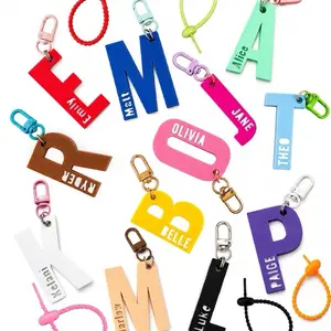 Personalized Name Initial Keychain: Custom Letter Silicone Cable Keyring-School Name Tag-Christmas Stocking Tag