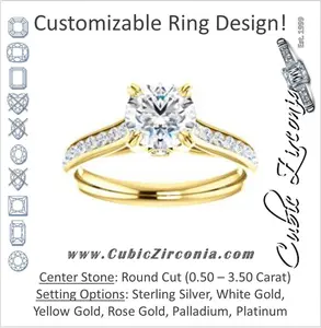 Cubic Zirconia Engagement Ring- The Tabitha (Customizable Round Center with Round Channel)
