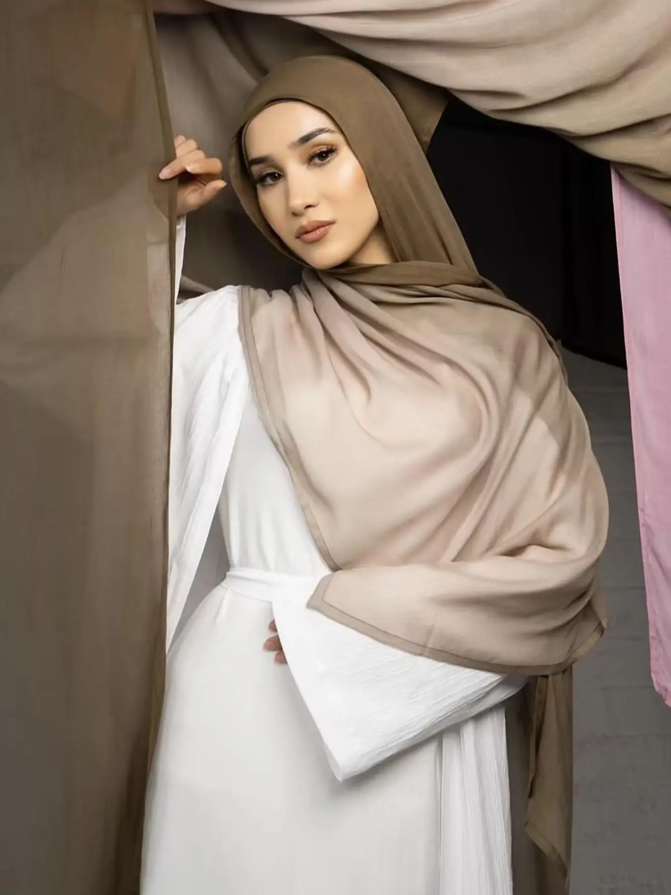 Women's Ombre Print Khimar, Casual Comfortable Long Hijab for Daily Wear, Versatile Elegant Fashion Scarf for Women