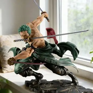 One Piece Roronoa Zoro Three-Sword Style Figure, Anime Collection Desktop Decor， Roronoa Zoro Battle Figure, Highly Detailed Statue Ornament "Thousand World" Scene Figure, Anime Collection Gift, Action Figures