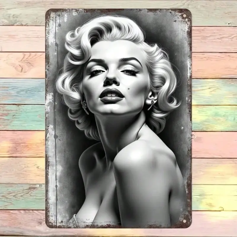 One Piece Retro Marilyn Monroe Vintage Tin Metal Sign 8x12 Inch Frameless Artistic Creative Wall Art Decor American Icon Poster Home Bar Cafe Garage