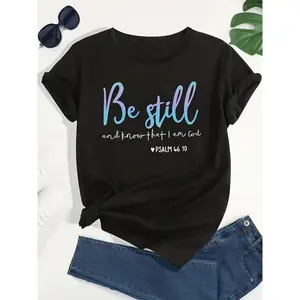 [100%25 Cotton] Soft Stretchy Letter Print T-Shirt - Chic Women'S Crew Neck, Short Sleeve, Machine Washable Polyester Blend - Perfect For Spring/Summer/Fall T-Shirt For Men And Women