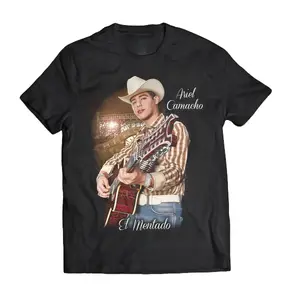 Men's Cotton Round Neck Shortsleeve Tshirt Garments - Digital Print El Mentado Tribute Graphic Top, Mexican Corrido Music Legend Fan Streetwear