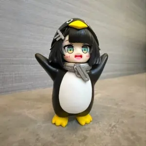 Kawaii Penguin Girl Chibi Anime Figure Cute Cartoon Character Figurine Mini PVC Collectible Model Toy