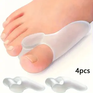 4pcs Silicone Toe Separator with Buckle Closure - Adjustable Thumb Toe Spreader for Hallux Valgus, Pedicure Foot Care Tool, Hand Wash Only, Foot Care Product