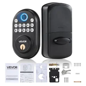 VEVOR Fingerprint Door Lock with Keypad Code Key One-Time Anti-Peeking Password Silent Mode Constant Unlock Mode Aluminum Alloy Panel Electronic Keypad Deadbolt for Entry Doors