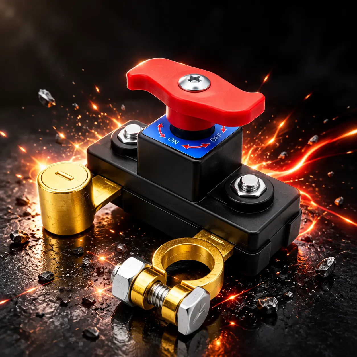 Car Battery Cut Off Switch,Universal Car Battery Disconnect Switch,Smart Adjustable Battery Disconnect, Pure Copper Manual Rotary Battery Shut Off Switch,  Prevent power drain, with Shims, Truck Boat Car RV, etc
