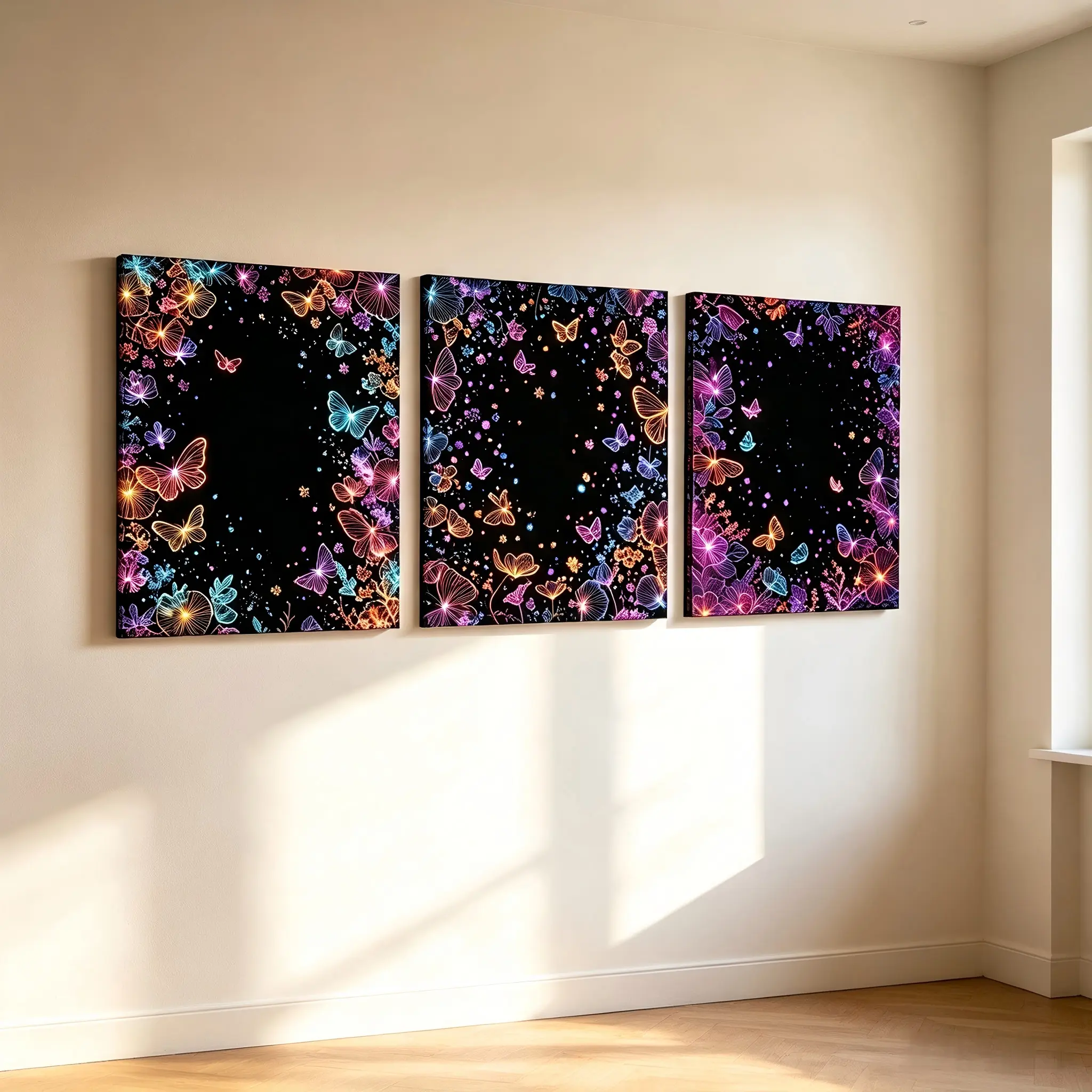 3-Piece Butterfly Wooden Framed Canvas Wall Art, Abstract Butterfly Painting Set, Dreamy Aesthetic Home Decor for Living Room Bedroom Office, Ready to Hang.canvas print poster