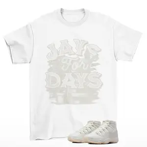 Stacked Jordan 11 Pearl Matching Sneaker Tee Shirt White