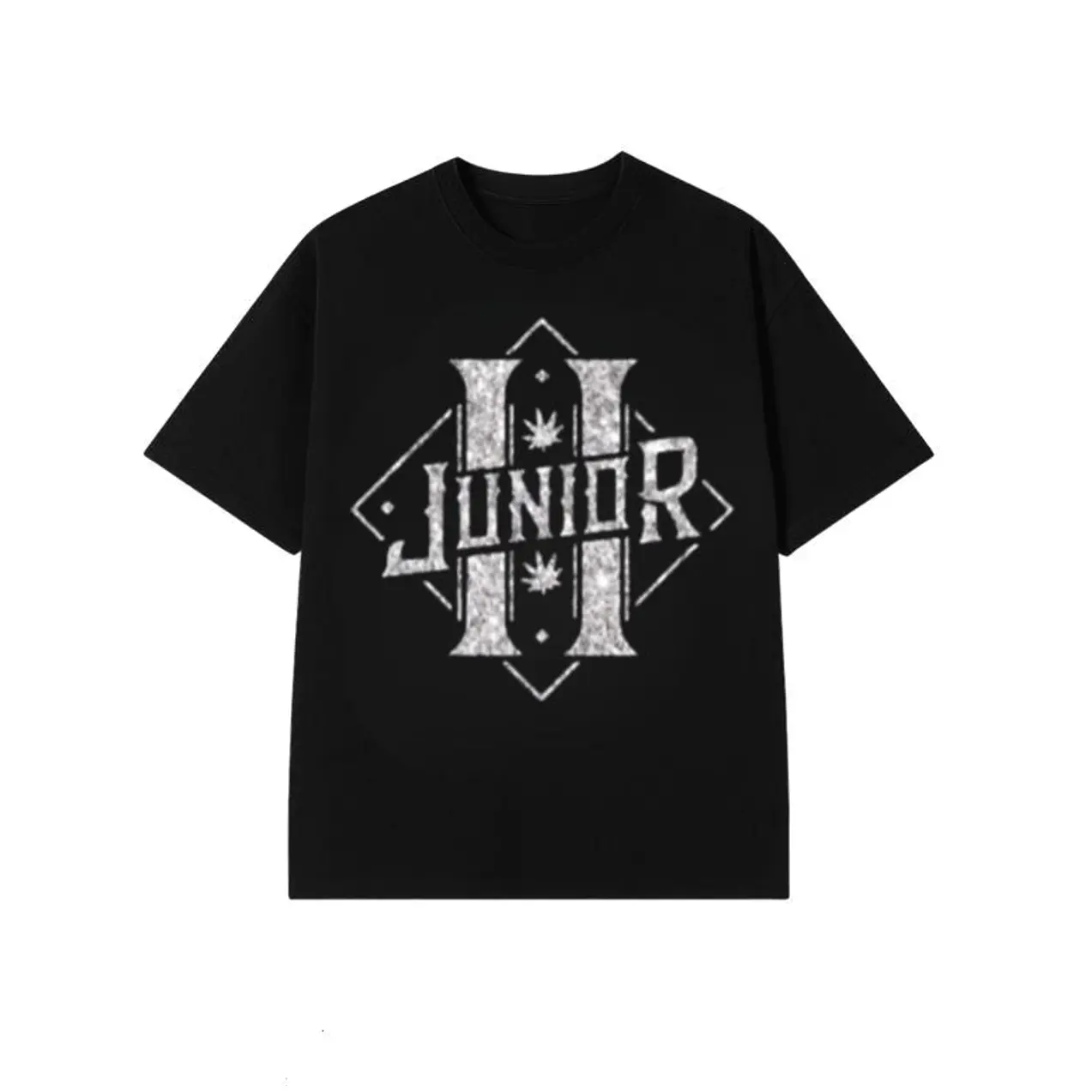 Junior H Sad Boyz Tour Shirt, Silver Glitter T-Shirt, Corridos Tumbados Merch, Casual Streetwear Graphic Top, Full Color All Sizes Playera, Trendy Crewneck Tee