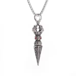 Gothic Dagger Pendant Necklace with Red Gemstones Statement Chain for Everyday Wear Gothic Fashion Accessory Ideal for Gothic Enthusiasts