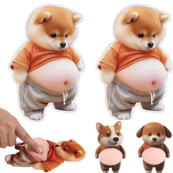 Cute Dog Belly Sticker, Cute Shiba Inu Belly Stickers, 6 Pack, Phone Case & Computer Decor, Scrapbook Stickers, Fun Doggy Accessories, Collectible Items, Soft Background, Silicone Self-Adhesive, Stress Relief Toy, Stress Relief Fidgeting, Perfect Gift