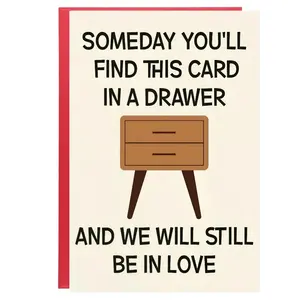 1PC Romantic Love Anniversary Greeting Card, Warm Romantic Style, Drawer Illustration, Long-Lasting Love Quotes, Perfect for Partner Anniversaries & Valentine's Day