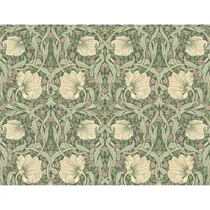 NextWall Pimpernel Floral Peel and Stick Wallpaper: Vintage Green Botanical Vinyl, Repositionable & Washable, 40.5 Sq Ft Coverage