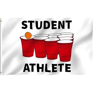 Student Athlete Beer Pong Flag, Funny College Party Banner, Red Cup Drinking Game Flag, Dorm Room Wall Decor, Frat Party Flag, Funny Gift for Students