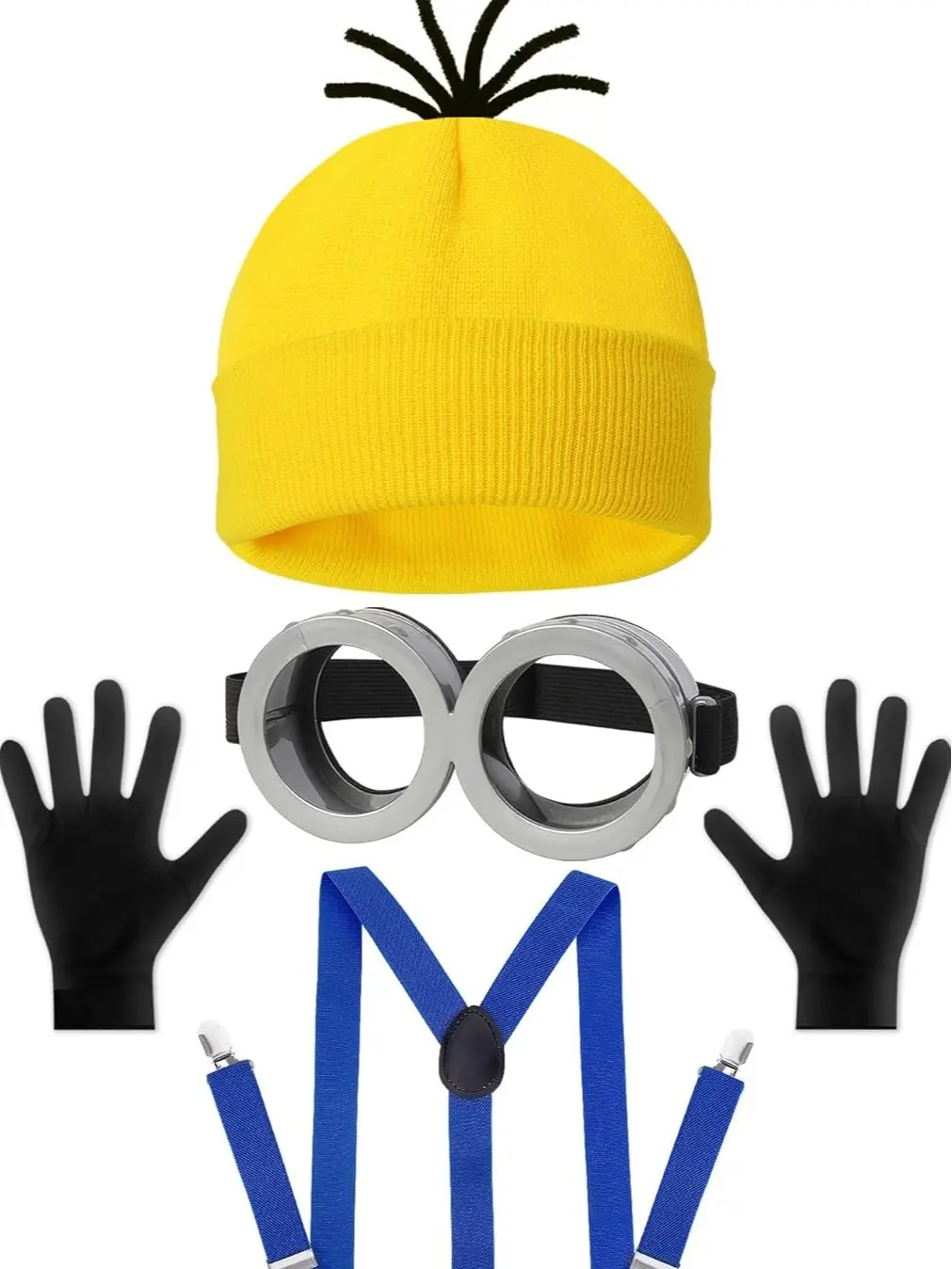 Pcs Adult Halloween Costume Accessories, Group Costume Men Women | One Size Fits Most,Last Minute Adult Halloween Costumes,Yellow Beanie Hat,Adjustable Goggles,Gloves, Easy Family Costume