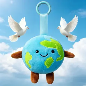 Small Earth Plush Keychain 10cm, Cartoon Earth Plush Keyholder, World Peace Decoration, Car Pendant, Festival Surprise Gift