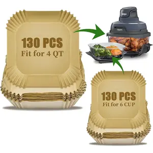 260 count Air Fryer Liners for Ninja Crispi 4-in-1 Portable Glass Cooking System, Disposable Ninja Crispy Air Fryer Accessories, Non-Stick Square  Paper Liners Unbleached