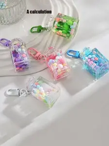 Trendy Liquid Sand Bottle Keychain, Creative Acrylic Pendant with Colorful Beads, Stylish Bag Accessory, Unique Gift Idea