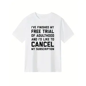Funny Adult Cancel Slogan Men's T-Shirt Humorous Slogan Short Sleeve Soft Crew Neck Durable Year Round Wear Fitness Training Daily Outfits Funny Gift Idea