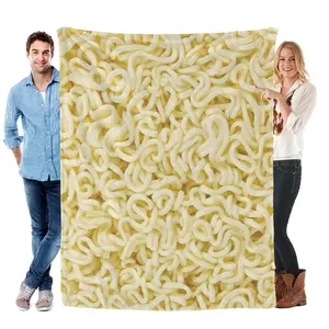 Ramen Noodles Blanket Realistic Food Blanket, Funny Birthday Gifts for Kids, Funny Throw Blanket for Couch Sofa Bed, Food Ramen Gifts 60" X 50", Printed on One Side with a Plain White Back, Halloween Thanksgiving Christmas Gift