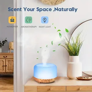 Essential Oil Diffuser 16.91 oz, Includes 10 Bottles of Essential Oil, Home Office Bedroom 7-Color LED Light Diffuser Sprayer (Dimensions: 6.7" L x 6.7" W x 4.7" H), Home Lighting