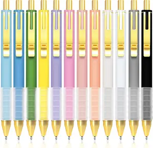 12 Pcs Smooth Writing Pens - 1.0mm Black Ink Ballpoint Pens with Super Soft Grip | Long Lasting Retractable Pen for School, Office & Home Supplies