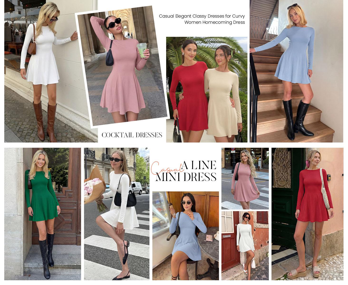 BTFBM Fall Dresses for Women 2026 Elegant Classy Flowy A Line Long Sleeve Business Homecoming Cocktail Sweater Dress #Clearance