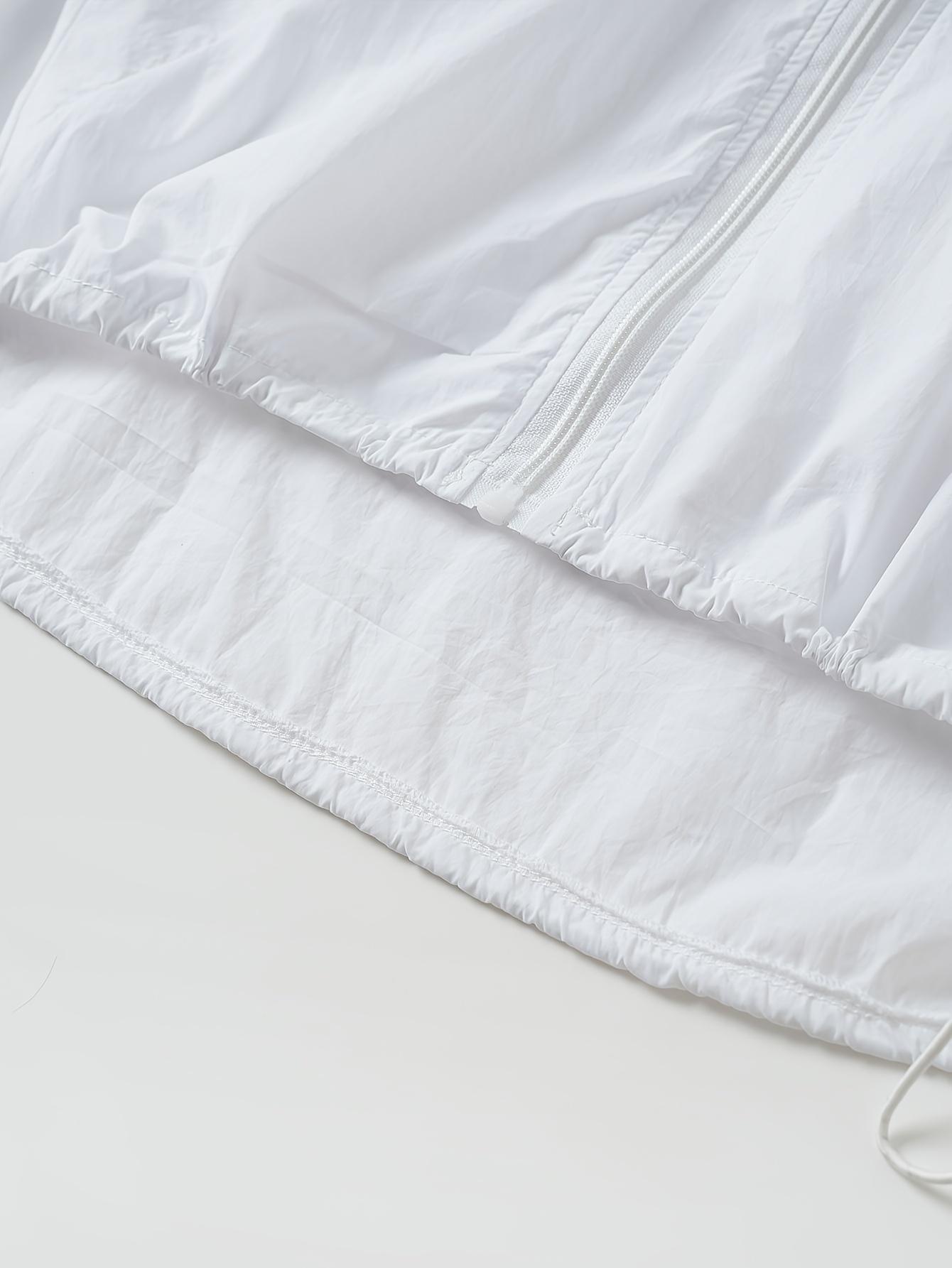 Spring and Summer Solid Color Hooded Sunscreen Jacket- Lightweight, Breathable, Loose-Fitting Open-Back Outdoor Short Sleeve Coat