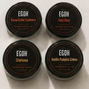 Discover Pack- Set of 4 (3grams/.10oz) Moisturizing Body Butters - Cocoa butter Cashmere, Casa Amor, Charisma, and Vanilla Pumpkin Creme. 