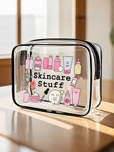 High-Quality PVC Travel Storage Bag, Zipper Closure, Lightweight Anti-Fading Makeup Wash Bag, Makeup Organizer Pouch, Handheld Cosmetic Pouch, Tsa Certified Portable Cosmetic Case