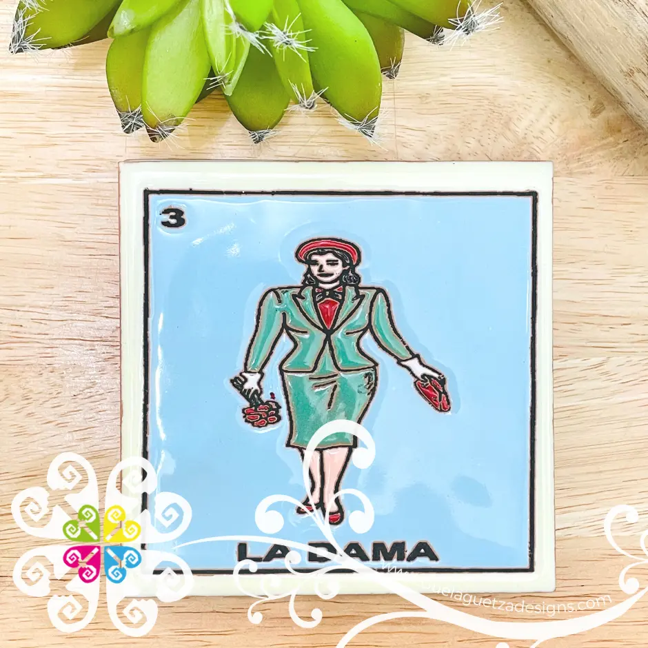 Mexican LoteriaMX Coaster Tile - 3 La Dama