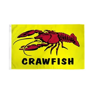Bold Colors Crawfish Horizontal Banner, 3x5ft Polyester Outdoor Banner with Dye-Sub Print & Header Tape, Festive Home & Party Decoration Backdrop Display, Outdoor Banners