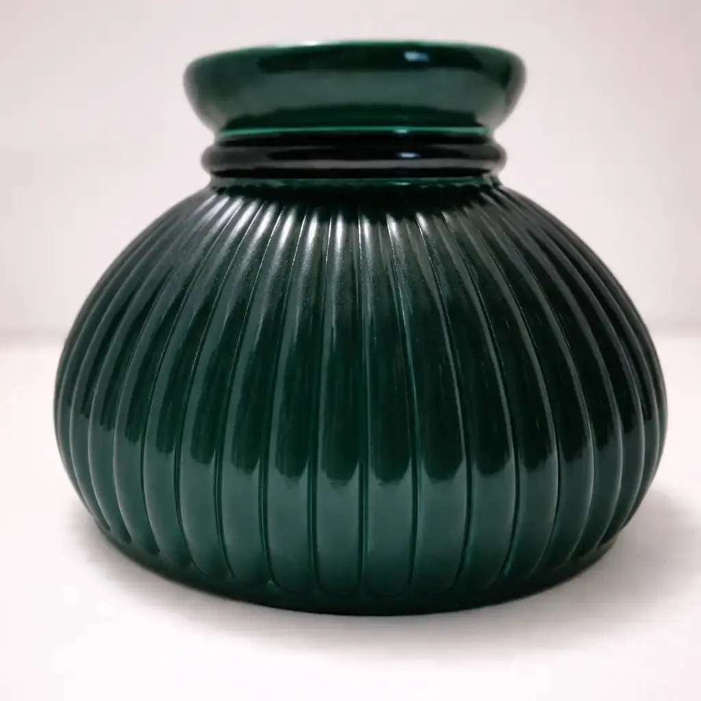 Ribbed Green Glass Student Lamp Shade – 6" Diameter, 4½" Height