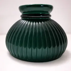 Ribbed Green Glass Student Lamp Shade – 6" Diameter, 4½" Height